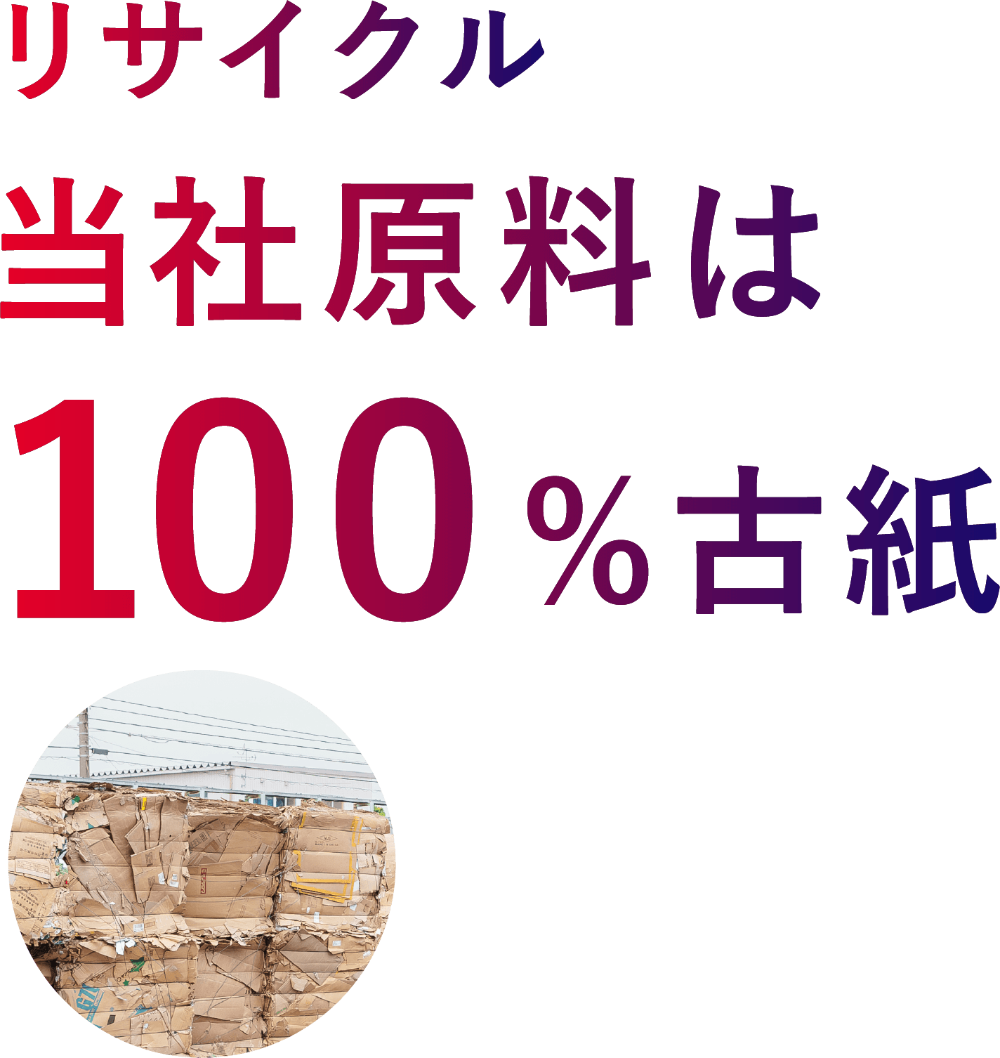 リサイクル当社原料は100%古紙